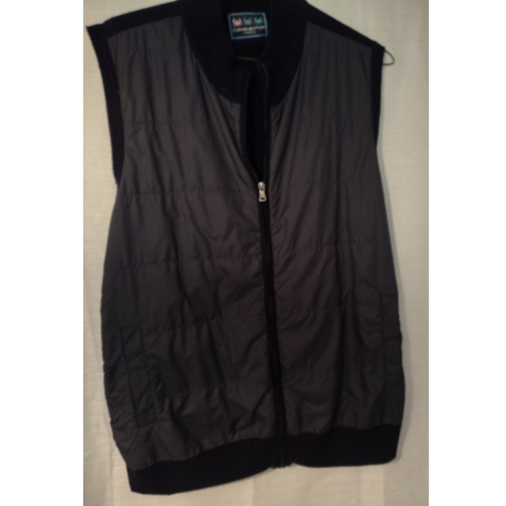 CHARLESTON THREADS Men Black Full Zip Sweater Vest XL Polyester Zip-Front